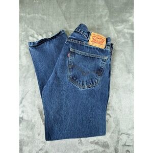 Levis 505 Regular Fit Straight Leg Jeans Dark Wash Blue Men's W36 L28 00505-0216